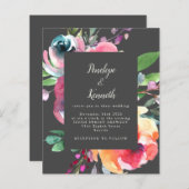 バジェットグレーウォーターカラーフローラエレガントな結婚式 (正面/裏面)