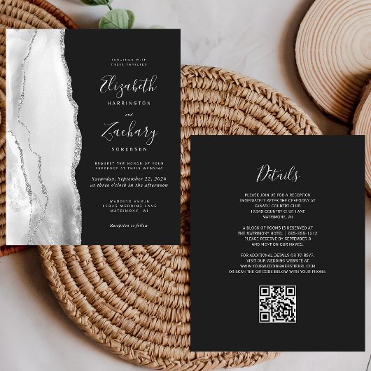 バジェットグレーシルバー瑪瑙ダークQRコード結婚ズ