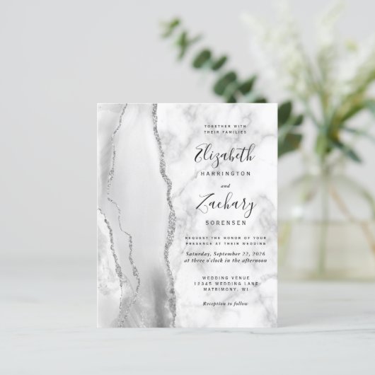 バジェットグレーホワイトシルバーAgate大理石結婚の (スタンド正面)