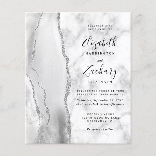 バジェットグレーホワイトシルバーAgate大理石結婚の (正面)