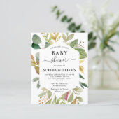 バジェットグ葉リーンフレームベビーシャワー招待状 (スタンド正面)