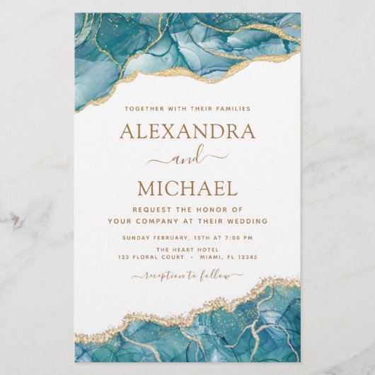 バジェットゲートターコイズティール(緑がかった色)結婚金ゴールド (正面)