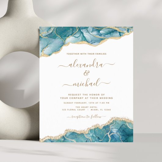 バジェットゲートターコイズティール（緑がかった色）結婚金ゴールド