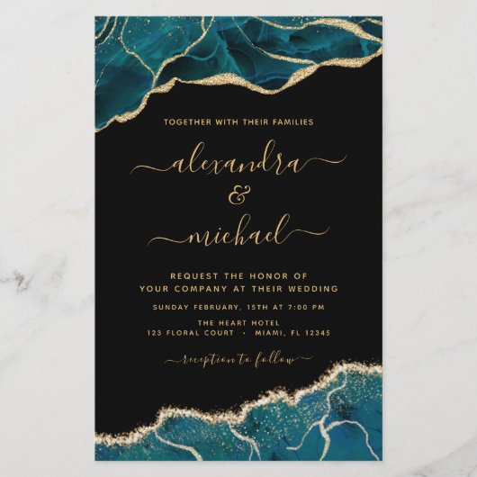 バジェットゲートターコイズティール(緑がかった色)結婚金ゴールド (正面)