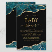 バジェットゲートターコイズベビーシャワーティール(緑がかった色)金ゴールド (正面/裏面)