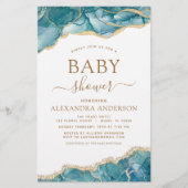 バジェットゲートターコイズベビーシャワーティール(緑がかった色)金ゴールド (正面)