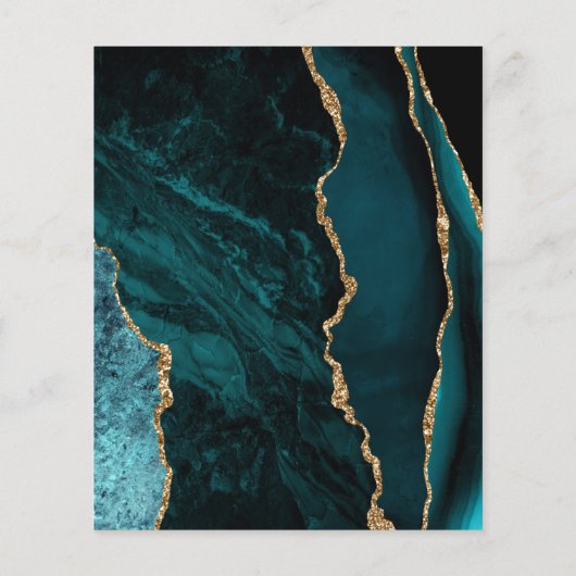 バジェットゲートティール(緑がかった色)金ゴールドダーク結婚式招待状 (裏面)