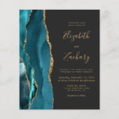 バジェットゲートティール(緑がかった色)金ゴールドダーク結婚式招待状 (正面)