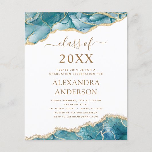 バジェットゲート卒業2023ティール(緑がかった色)金ゴールドブルー チラシ (正面)