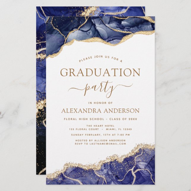 バジェットゲート卒業2023ネイビーブルー金ゴールド (正面/裏面)