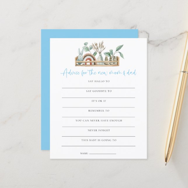 バジェットゲームアドバイス新しいママパパブルーベビーシャワー (正面/裏面インサイチュ)