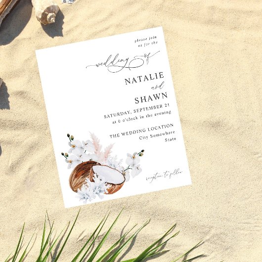 バジェットココナッツコーラル&ホワイトフローラ結婚ズ チラシ