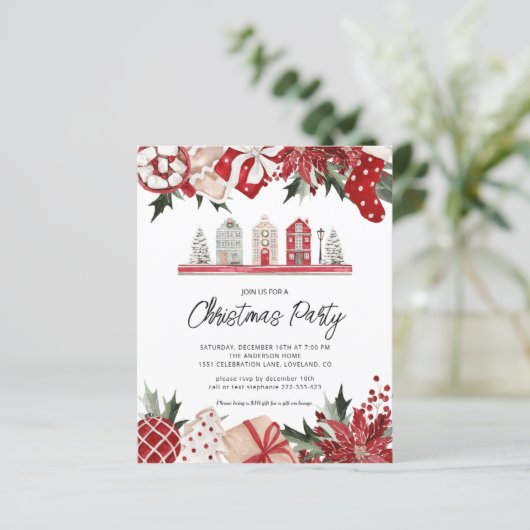 バジェットコージークリスマスパーティーホリデー招待状 (スタンド正面)