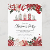 バジェットコージークリスマスパーティーホリデー招待状 (正面)