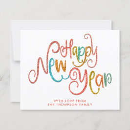 バジェットコーラルティール（緑がかった色）金ゴールドグリッターハッピーニューイヤー