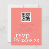 バジェットコーラルバラ文字QRコードウェディング招待 (裏面)
