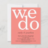 バジェットコーラルバラ文字QRコードウェディング招待 (正面)