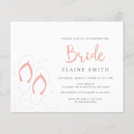 バジェットコーラルビーチサンダルビーチブライダルシャワー招待状