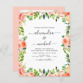 バジェットコーラルピーチフォトフローラグリーン結婚リー (正面/裏面)