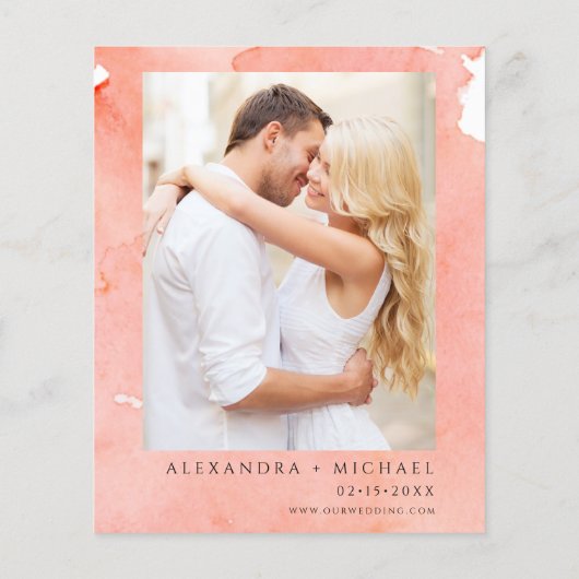 バジェットコーラルピーチフォトフローラジオメトリック結婚ス (裏面)