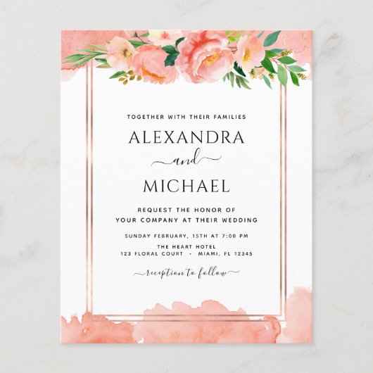 バジェットコーラルピーチフォトフローラジオメトリック結婚ス (正面)