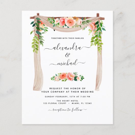 バジェットコーラルピーチフローラフォトアー結婚チズ (正面)