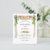 バジェットコーラルピーチフローラ結婚式招待状 (スタンド正面)