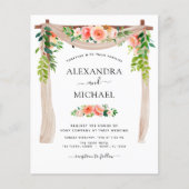 バジェットコーラルピーチフローラ結婚式招待状 (正面)