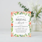 バジェットコーラルピーチブライダルシャワーフローラ招待状 (スタンド正面)