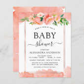 バジェットコーラルピーチベビーシャワーパステル招待状 (正面/裏面)