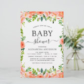 バジェットコーラルピーチベビーシャワーフローラ招待状 (スタンド正面)