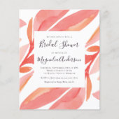 バジェットコーラルボタニカルブライダルシャワー招待 (正面)