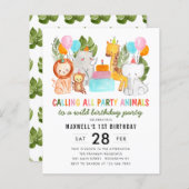 バジェットコールパーティーサファリアニマルズ子供の誕生日 (正面/裏面)