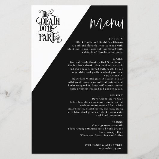 バジェットゴシックTil Death Do Us Part 結婚's Menu (正面)