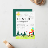 バジェットゴルフカートカントリークラブバルーンキッド誕生日 ノートカード (正面/裏面インサイチュ)