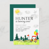 バジェットゴルフカートカントリークラブバルーンキッド誕生日 ノートカード (正面/裏面)