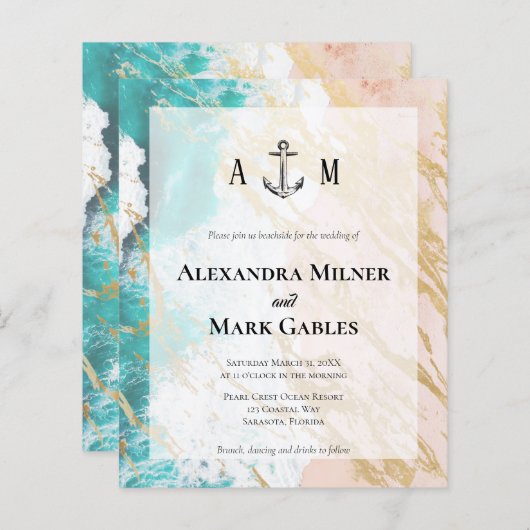 バジェットゴールデンビーチいかり結婚式招待状 (正面/裏面)