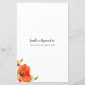 バジェットゴールデンポピー赤ちゃんシャワー招待状 (裏面)