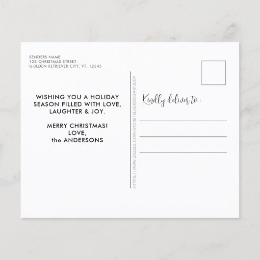 バジェットゴールデンレトリエバークリスマスホリデードッグカード (裏面)