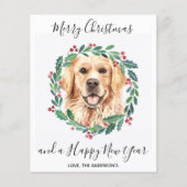 バジェットゴールデンレトリエバードッグクリスマスポストカード (正面)