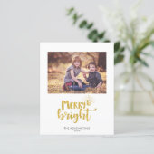 バジェットゴールドフォイルクリスマスタイポグラフィホリデーカード (スタンド正面)