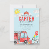 バジェットサウンドアラーム火災トラック消防士誕生日 ノートカード (正面)