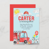バジェットサウンドアラーム火災トラック消防士誕生日 ノートカード (正面/裏面)