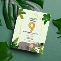 バジェットサファリアニマルゾウ誕生日招待状