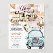 バジェットサファリアニマルドライブバイベビーシャワー招待状 チラシ (正面)