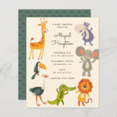 バジェットサファリジャングル動物をテーマにした赤ちゃんシャワー (正面/裏面)