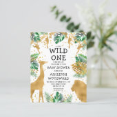 バジェットサファリベイビーシャワーグリーン金ゴールド招待状 (スタンド正面)