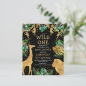 バジェットサファリベイビーシャワーブラック金ゴールド招待状 (スタンド正面)