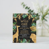 バジェットサファリベイビーシャワーブラック金ゴールド招待状 (スタンド正面)