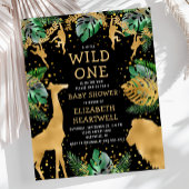 バジェットサファリベイビーシャワーブラック金ゴールド招待状